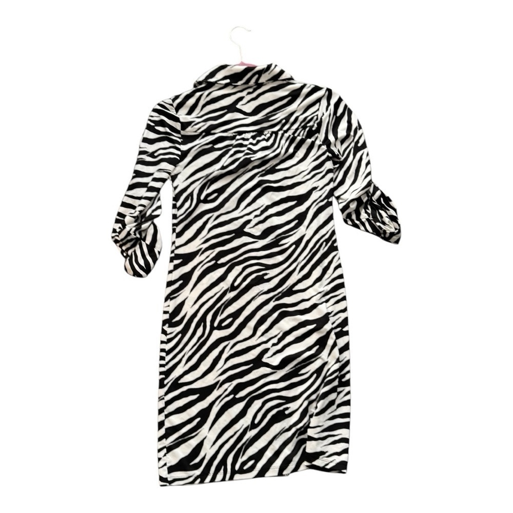 INC Zebra Print Rhinestone Button Shirt Dress - Picture 2 of 5